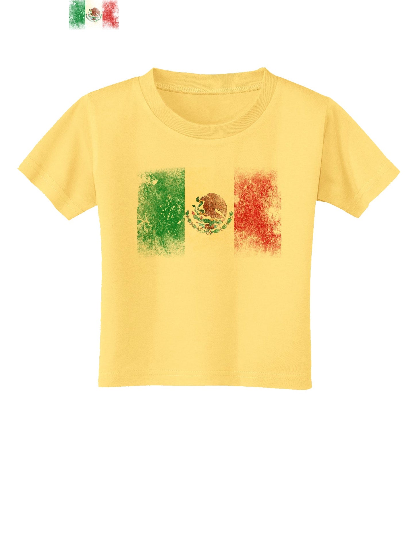 Distressed Mexican Flag Toddler T-Shirt-Toddler T-Shirt-TooLoud-Daffodil-Yellow-2T-Davson Sales