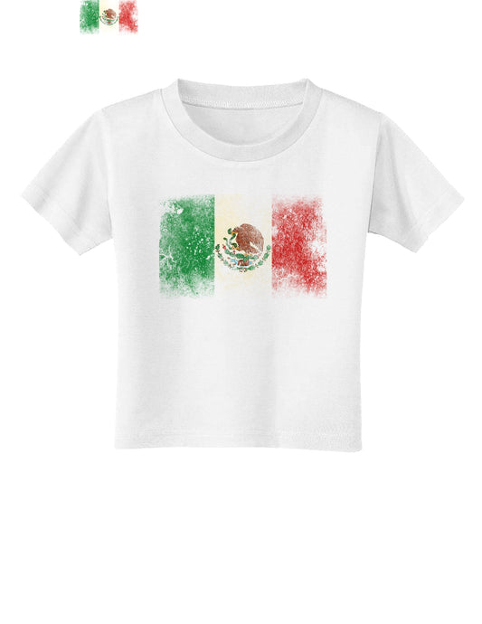 Distressed Mexican Flag Toddler T-Shirt-Toddler T-Shirt-TooLoud-White-2T-Davson Sales