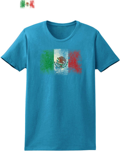 Distressed Mexican Flag Womens Dark T-Shirt-TooLoud-Turquoise-X-Small-Davson Sales