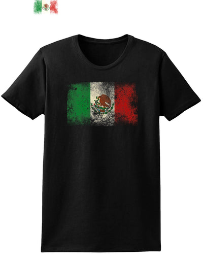 Distressed Mexican Flag Womens Dark T-Shirt-TooLoud-Black-X-Small-Davson Sales