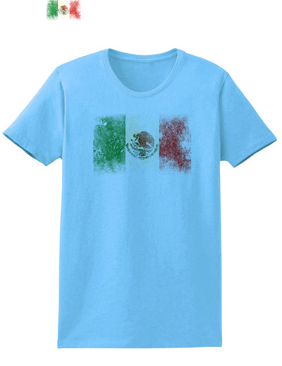 Distressed Mexican Flag Womens T-Shirt-Womens T-Shirt-TooLoud-Aquatic-Blue-X-Small-Davson Sales