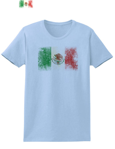 Distressed Mexican Flag Womens T-Shirt-Womens T-Shirt-TooLoud-Light-Blue-X-Small-Davson Sales