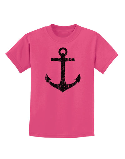 Distressed Nautical Sailor Anchor Childrens T-Shirt-Childrens T-Shirt-TooLoud-Sangria-X-Small-Davson Sales