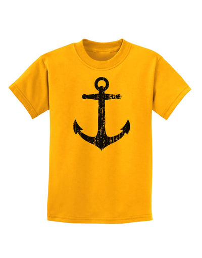 Distressed Nautical Sailor Anchor Childrens T-Shirt-Childrens T-Shirt-TooLoud-Gold-X-Small-Davson Sales