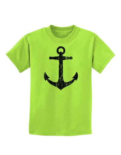 Distressed Nautical Sailor Anchor Childrens T-Shirt-Childrens T-Shirt-TooLoud-Lime-Green-X-Small-Davson Sales