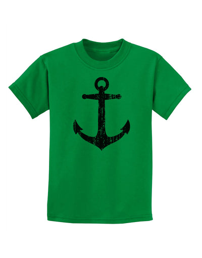 Distressed Nautical Sailor Anchor Childrens T-Shirt-Childrens T-Shirt-TooLoud-Kelly-Green-X-Small-Davson Sales