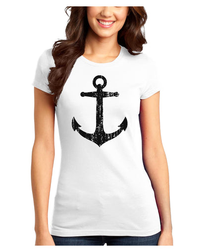 Distressed Nautical Sailor Anchor Juniors T-Shirt-Womens Juniors T-Shirt-TooLoud-White-Juniors Fitted XS-Davson Sales