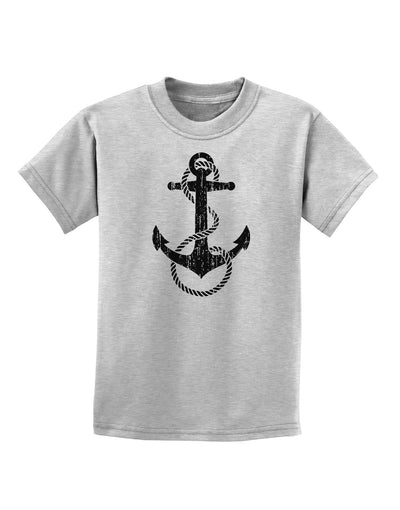 Distressed Nautical Sailor Rope Anchor Childrens T-Shirt-Childrens T-Shirt-TooLoud-AshGray-X-Small-Davson Sales