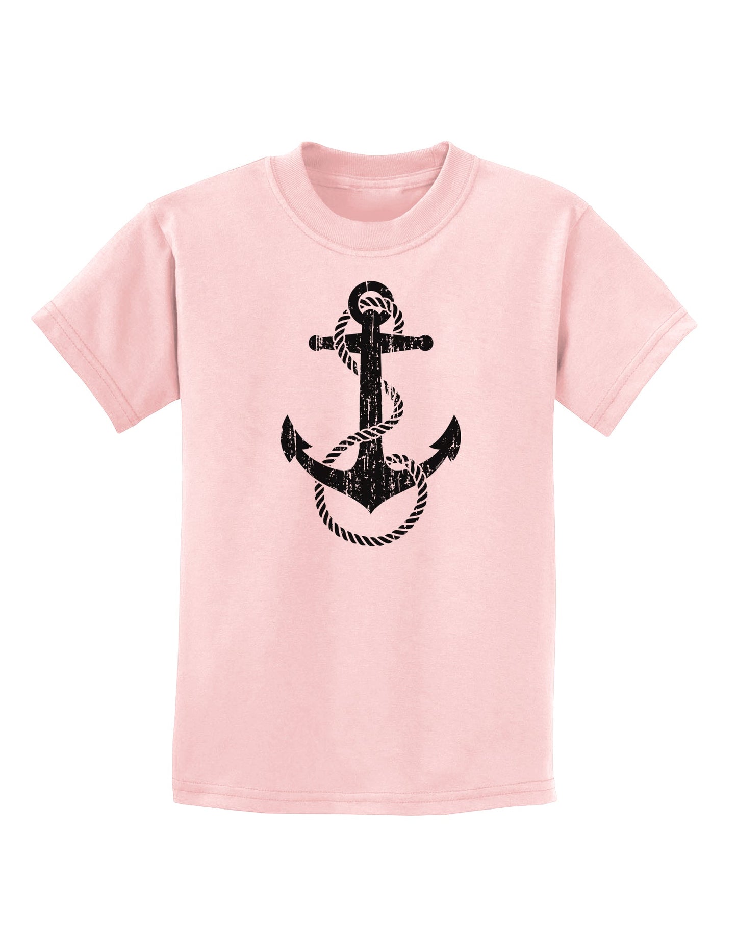 Distressed Nautical Sailor Rope Anchor Childrens T-Shirt-Childrens T-Shirt-TooLoud-PalePink-X-Small-Davson Sales