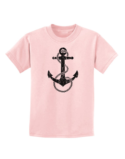 Distressed Nautical Sailor Rope Anchor Childrens T-Shirt-Childrens T-Shirt-TooLoud-PalePink-X-Small-Davson Sales