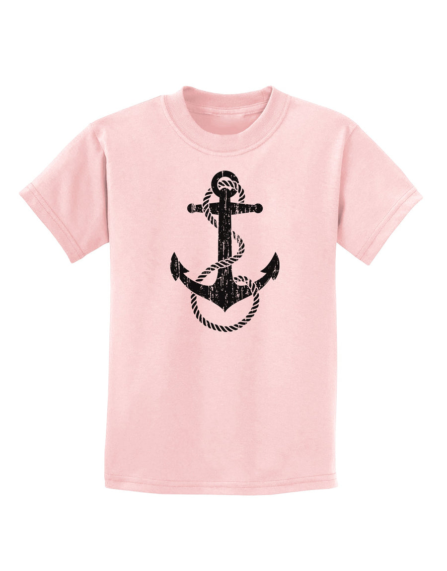 Distressed Nautical Sailor Rope Anchor Childrens T-Shirt-Childrens T-Shirt-TooLoud-White-X-Small-Davson Sales