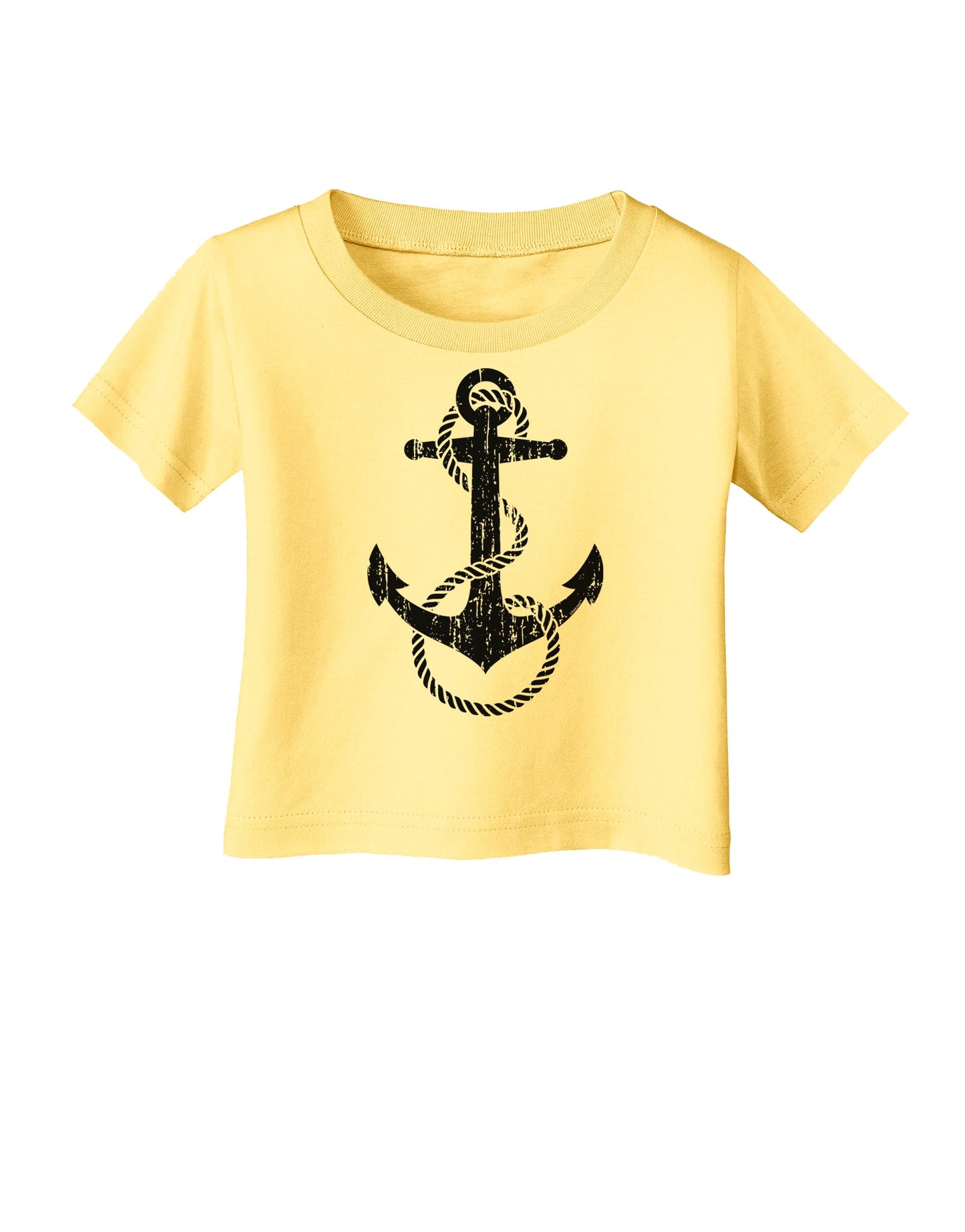 Distressed Nautical Sailor Rope Anchor Infant T-Shirt-Infant T-Shirt-TooLoud-Daffodil-Yellow-06-Months-Davson Sales