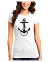 Distressed Nautical Sailor Rope Anchor Juniors T-Shirt-Womens Juniors T-Shirt-TooLoud-White-Juniors Fitted XS-Davson Sales