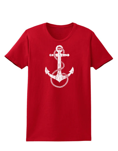 Distressed Nautical Sailor Rope Anchor Womens Dark T-Shirt-TooLoud-Red-X-Small-Davson Sales