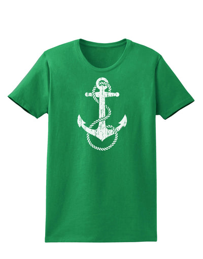 Distressed Nautical Sailor Rope Anchor Womens Dark T-Shirt-TooLoud-Kelly-Green-X-Small-Davson Sales