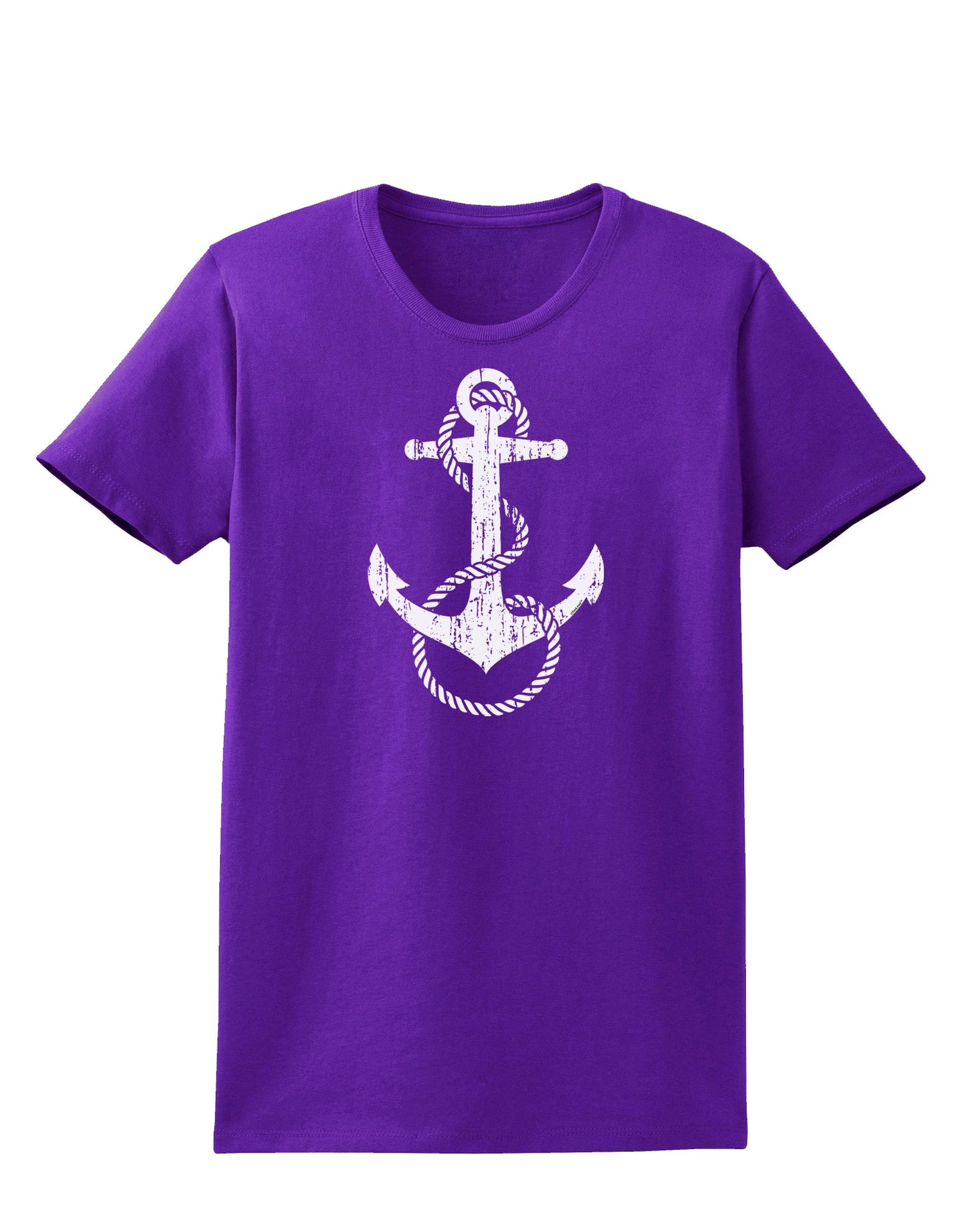 Distressed Nautical Sailor Rope Anchor Womens Dark T-Shirt-TooLoud-Purple-X-Small-Davson Sales