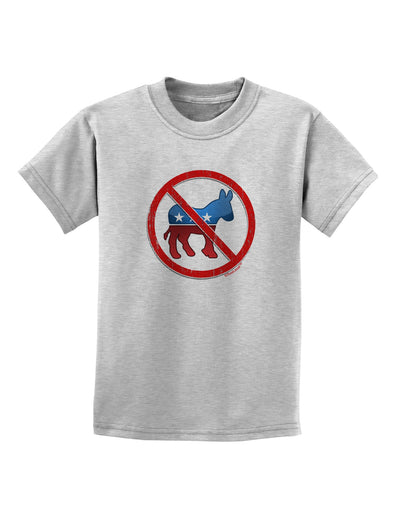 Distressed No Democrats Sign Childrens T-Shirt-Childrens T-Shirt-TooLoud-AshGray-X-Small-Davson Sales