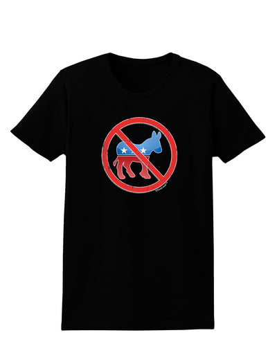 Distressed No Democrats Sign Womens Dark T-Shirt-TooLoud-Black-X-Small-Davson Sales