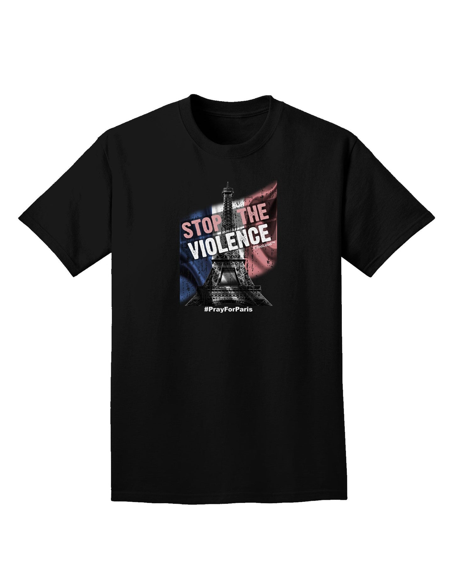 Distressed Paris Stop The Violence Adult Dark T-Shirt-Mens T-Shirt-TooLoud-Black-Small-Davson Sales