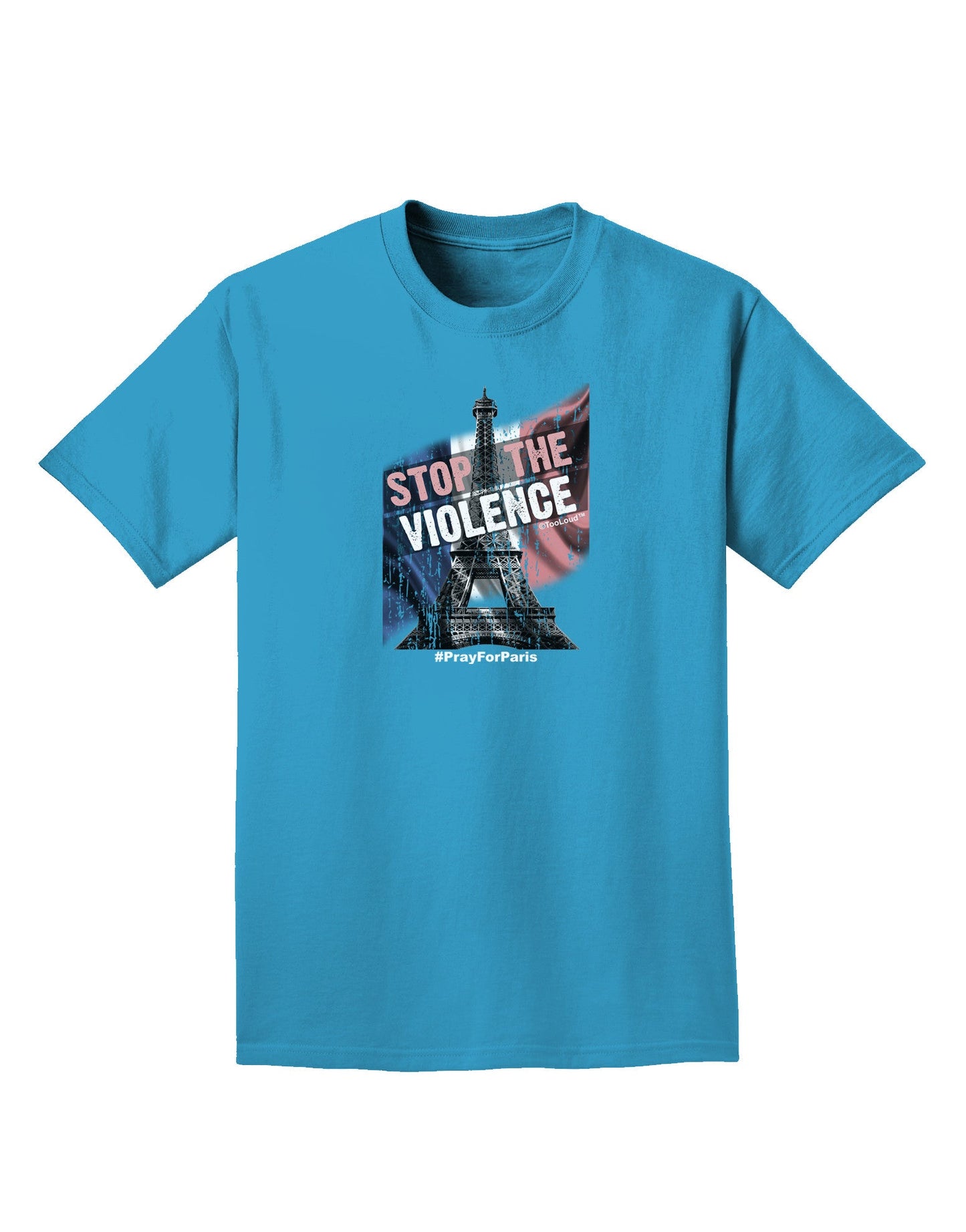 Distressed Paris Stop The Violence Adult Dark T-Shirt-Mens T-Shirt-TooLoud-Turquoise-Small-Davson Sales