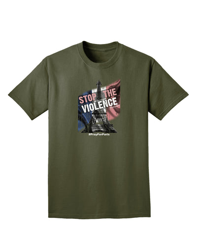 Distressed Paris Stop The Violence Adult Dark T-Shirt-Mens T-Shirt-TooLoud-Military-Green-Small-Davson Sales