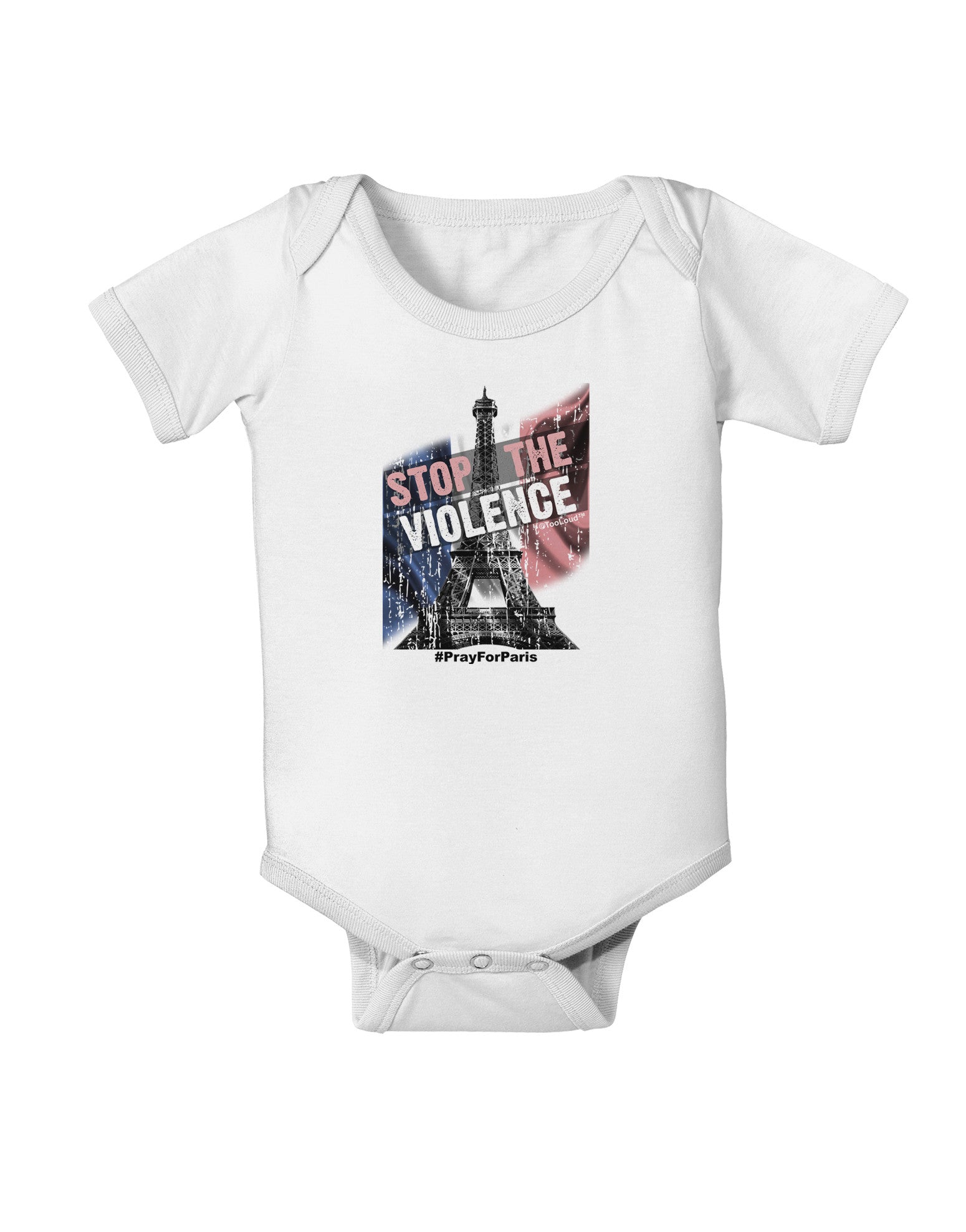 Distressed Paris Stop The Violence Baby Romper Bodysuit-Baby Romper-TooLoud-White-06-Months-Davson Sales
