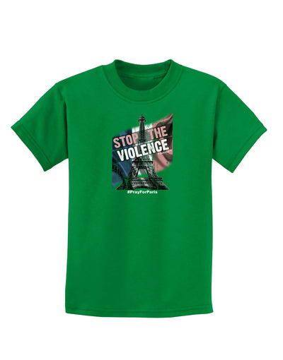 Distressed Paris Stop The Violence Childrens Dark T-Shirt-Childrens T-Shirt-TooLoud-Kelly-Green-X-Small-Davson Sales