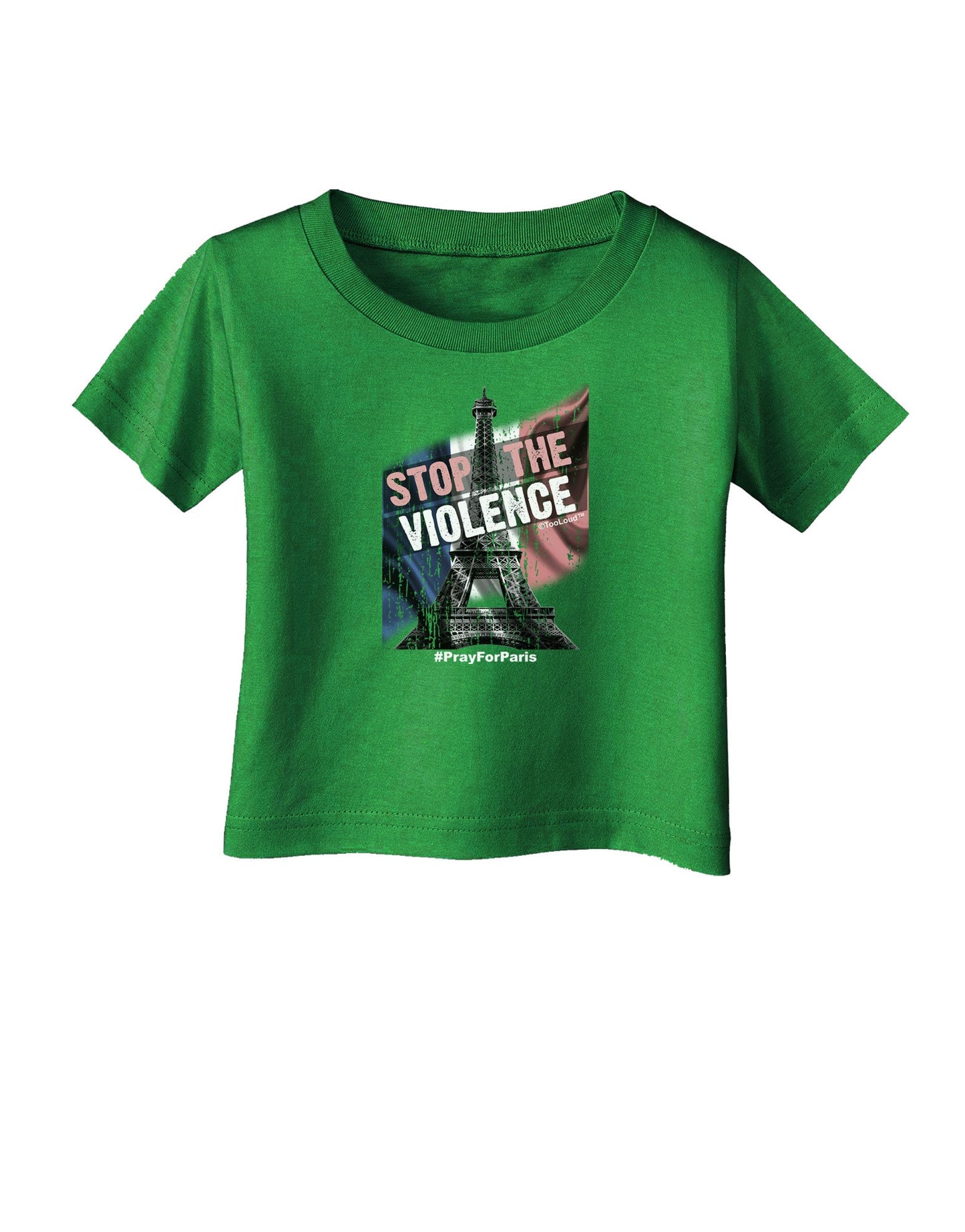 Distressed Paris Stop The Violence Infant T-Shirt Dark-Infant T-Shirt-TooLoud-Clover-Green-06-Months-Davson Sales