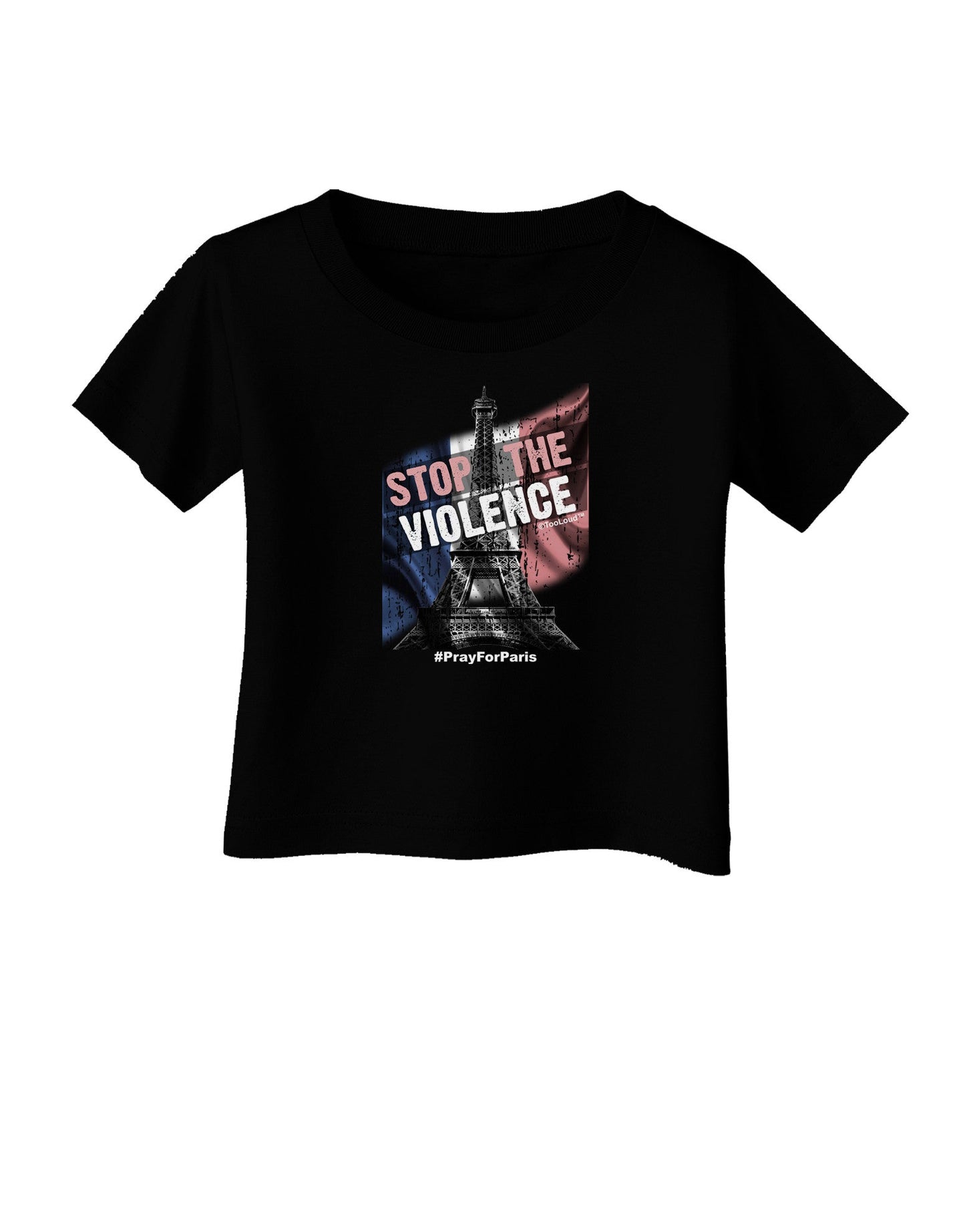 Distressed Paris Stop The Violence Infant T-Shirt Dark-Infant T-Shirt-TooLoud-Black-06-Months-Davson Sales