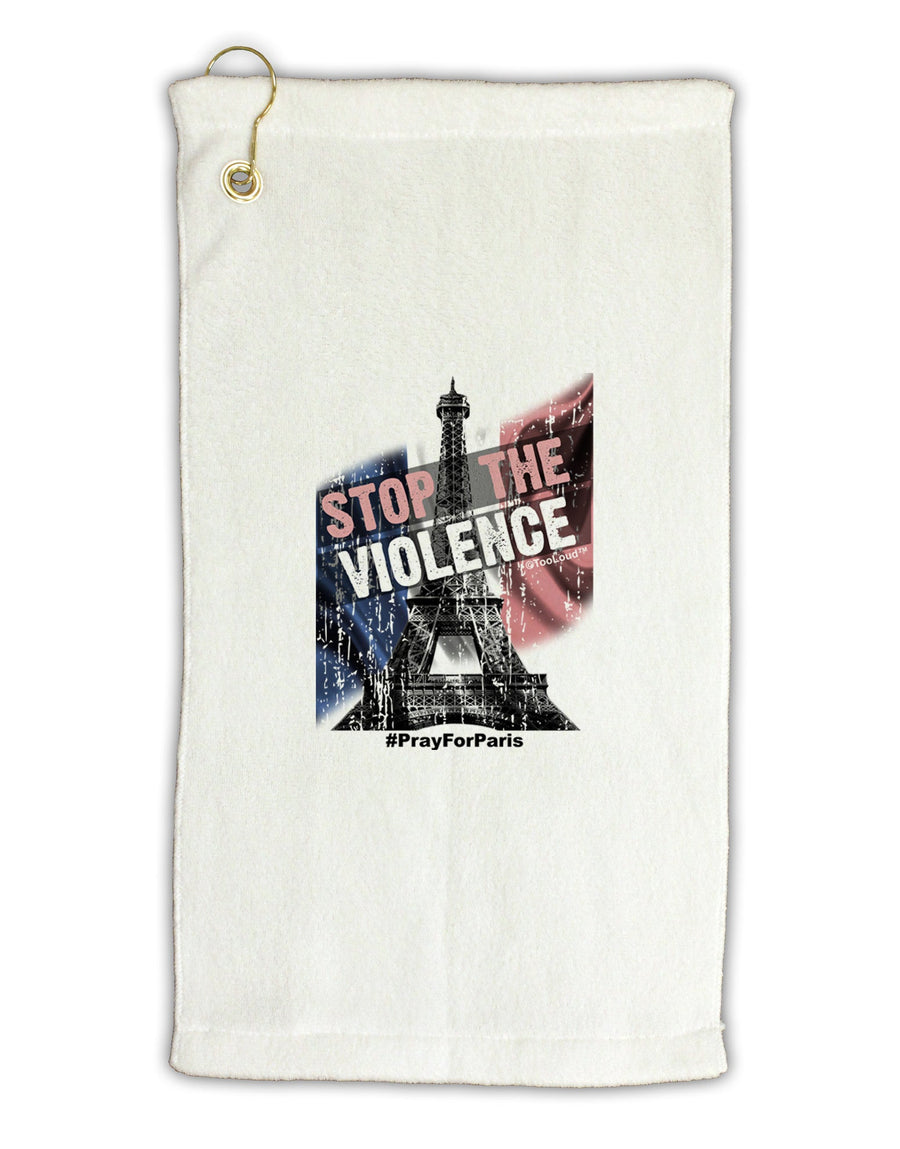 Distressed Paris Stop The Violence Micro Terry Gromet Golf Towel 16 x 25 inch-Golf Towel-TooLoud-White-Davson Sales