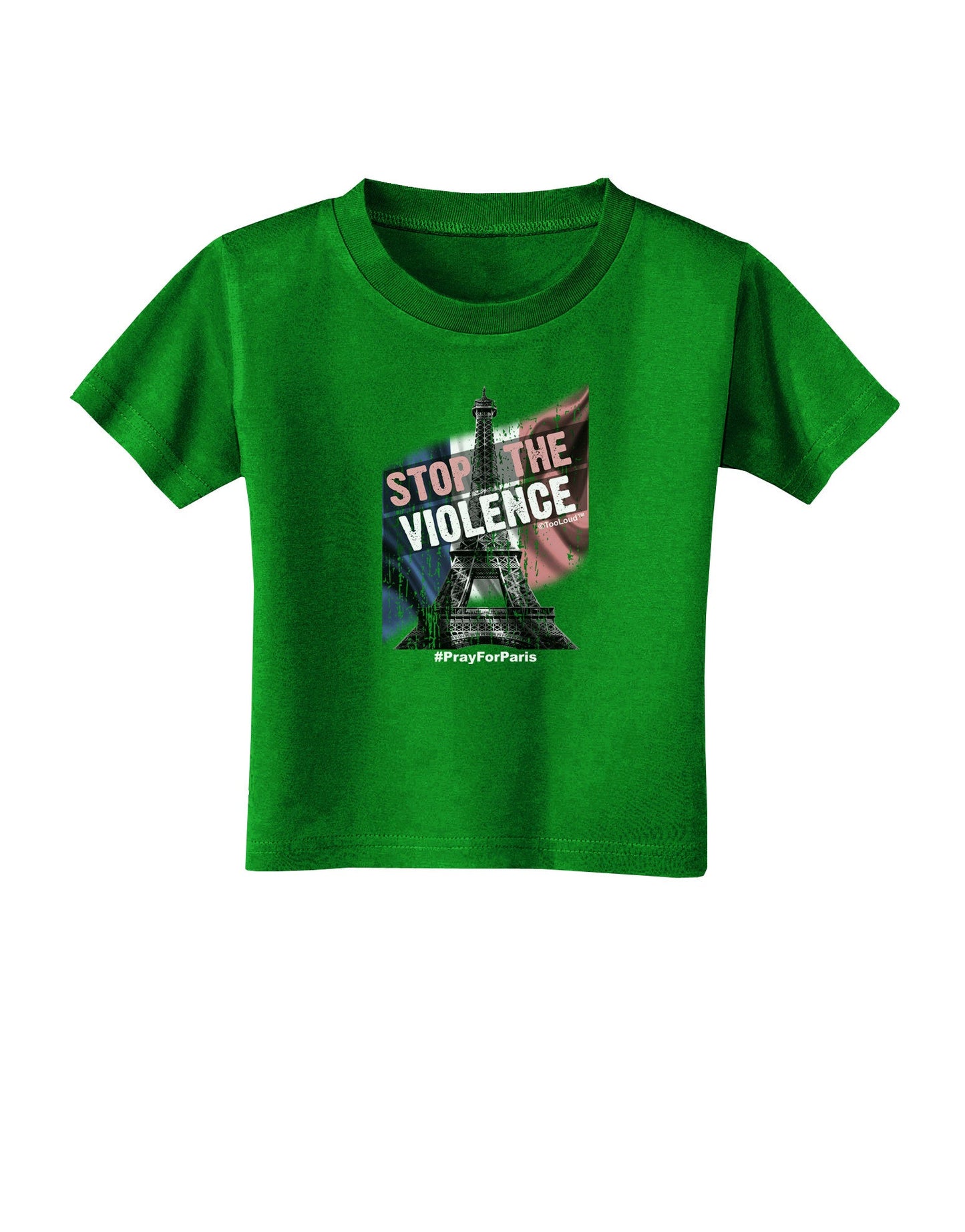 Distressed Paris Stop The Violence Toddler T-Shirt Dark-Toddler T-Shirt-TooLoud-Clover-Green-2T-Davson Sales
