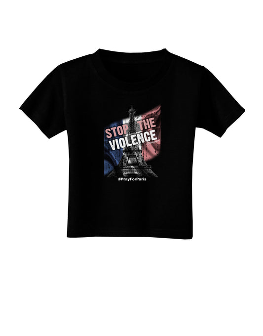 Distressed Paris Stop The Violence Toddler T-Shirt Dark-Toddler T-Shirt-TooLoud-Black-2T-Davson Sales