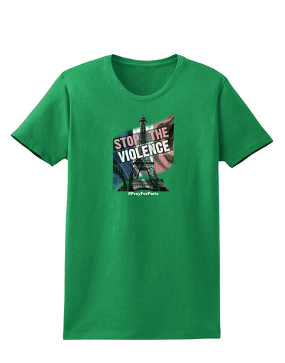 Distressed Paris Stop The Violence Womens Dark T-Shirt-Womens T-Shirt-TooLoud-Kelly-Green-X-Small-Davson Sales