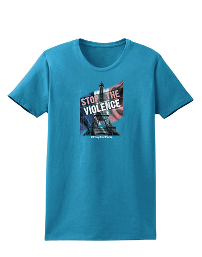 Distressed Paris Stop The Violence Womens Dark T-Shirt-Womens T-Shirt-TooLoud-Turquoise-X-Small-Davson Sales