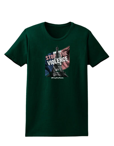 Distressed Paris Stop The Violence Womens Dark T-Shirt-Womens T-Shirt-TooLoud-Forest-Green-Small-Davson Sales