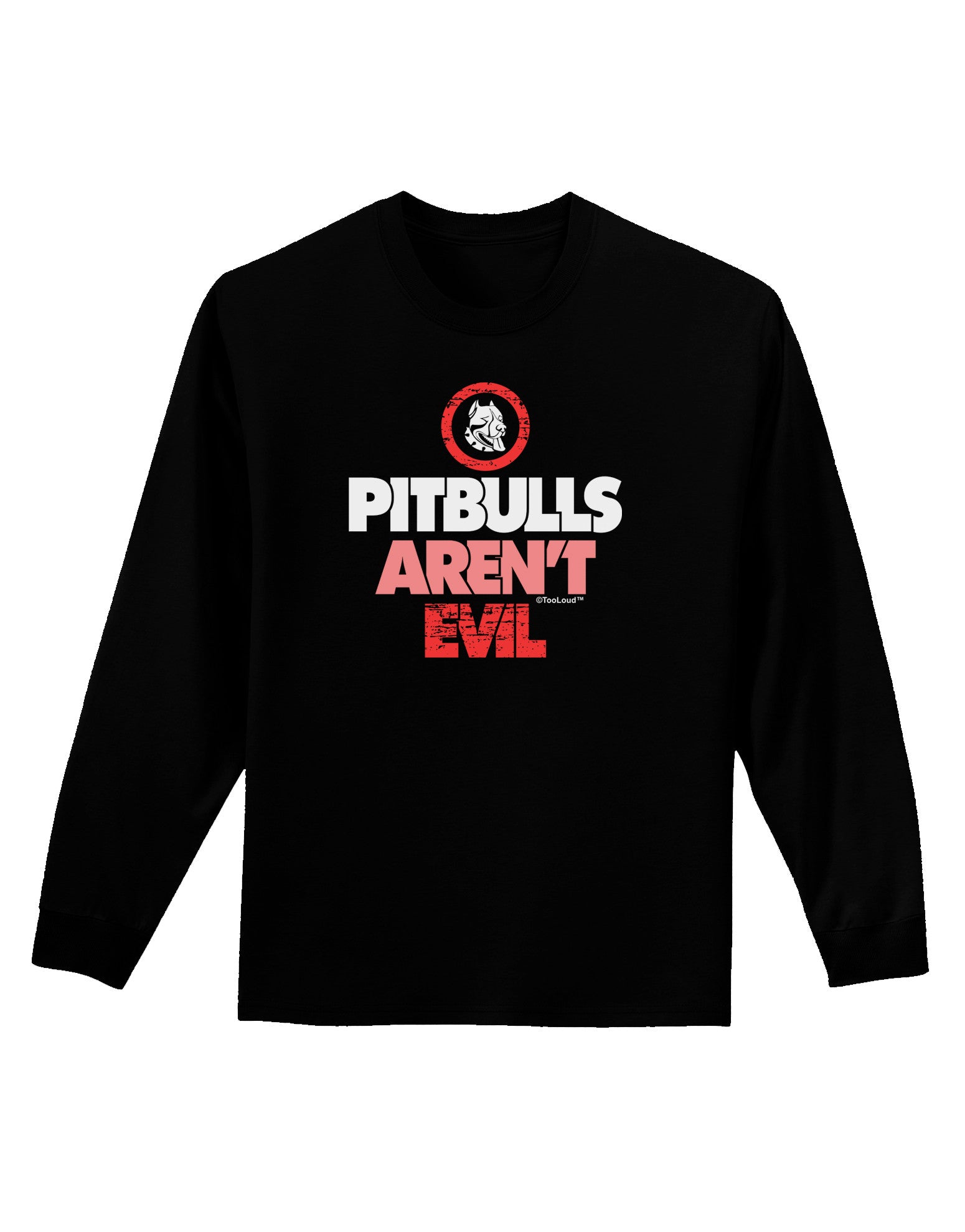 Distressed Pitbulls Aren't Evil Adult Long Sleeve Dark T-Shirt-TooLoud-Black-Small-Davson Sales