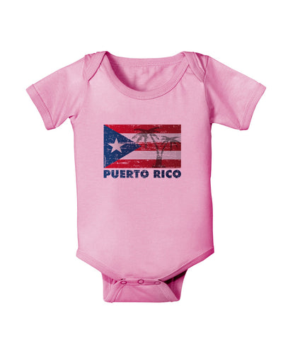 Distressed Puerto Rico Flag Baby Romper Bodysuit-Baby Romper-TooLoud-Pink-06-Months-Davson Sales