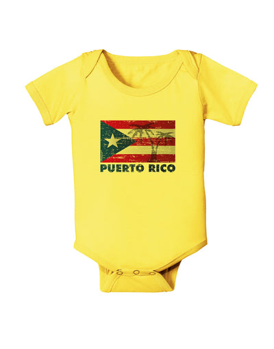 Distressed Puerto Rico Flag Baby Romper Bodysuit-Baby Romper-TooLoud-Yellow-06-Months-Davson Sales