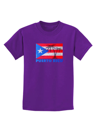 Distressed Puerto Rico Flag Childrens Dark T-Shirt-Childrens T-Shirt-TooLoud-Purple-X-Small-Davson Sales