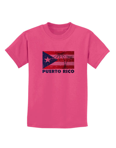 Distressed Puerto Rico Flag Childrens T-Shirt-Childrens T-Shirt-TooLoud-Sangria-X-Small-Davson Sales