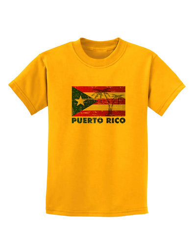 Distressed Puerto Rico Flag Childrens T-Shirt-Childrens T-Shirt-TooLoud-Gold-X-Small-Davson Sales