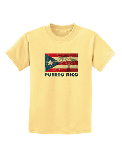 Distressed Puerto Rico Flag Childrens T-Shirt-Childrens T-Shirt-TooLoud-Daffodil-Yellow-X-Small-Davson Sales