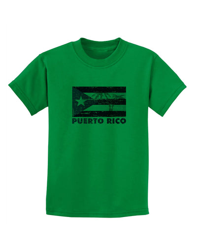 Distressed Puerto Rico Flag Childrens T-Shirt-Childrens T-Shirt-TooLoud-Kelly-Green-X-Small-Davson Sales