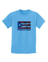 Distressed Puerto Rico Flag Childrens T-Shirt-Childrens T-Shirt-TooLoud-Aquatic-Blue-X-Small-Davson Sales