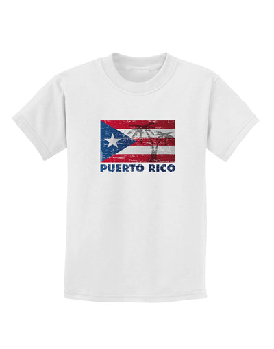 Distressed Puerto Rico Flag Childrens T-Shirt-Childrens T-Shirt-TooLoud-White-X-Small-Davson Sales