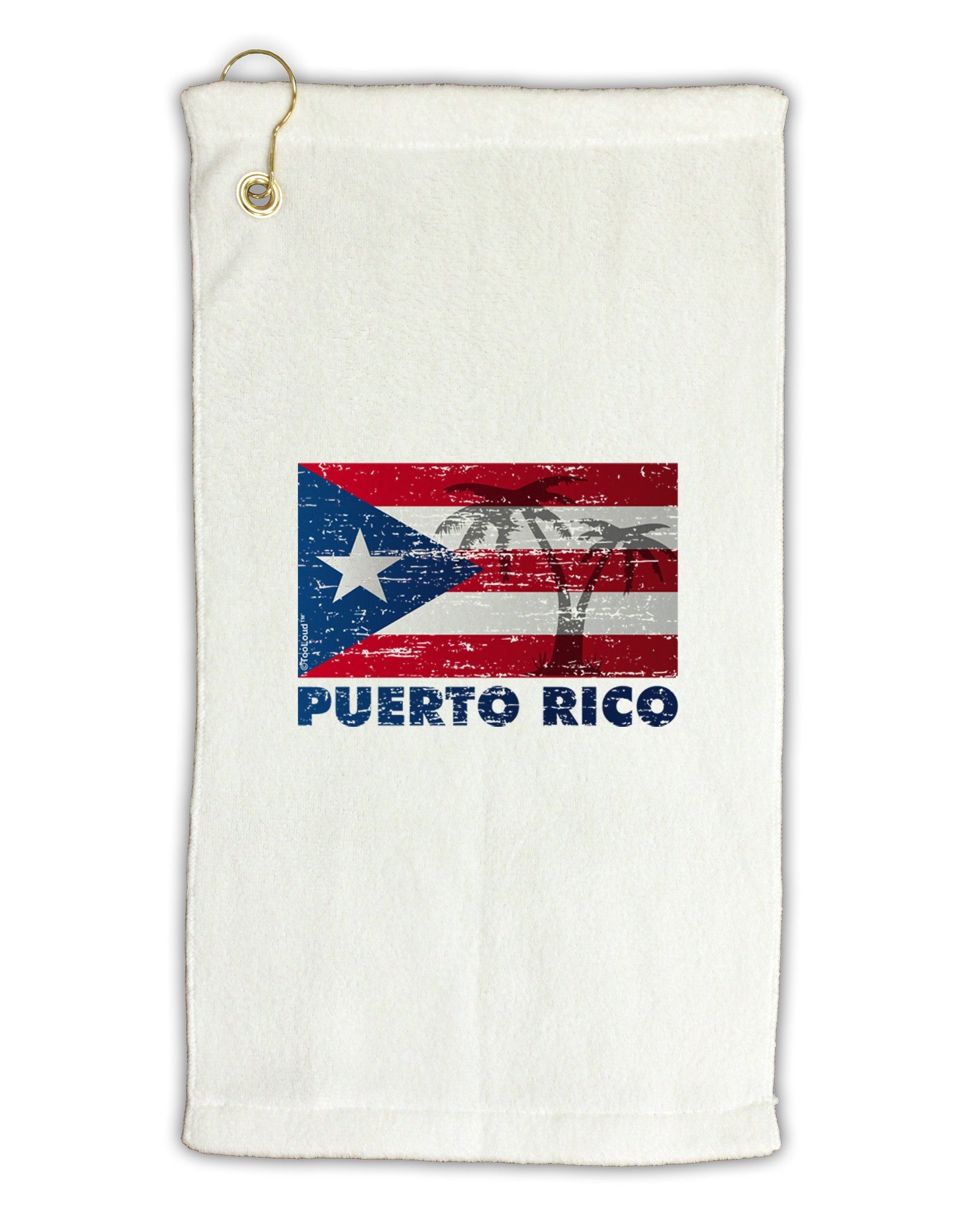 Distressed Puerto Rico Flag Micro Terry Gromet Golf Towel 16 x 25 inch-Golf Towel-TooLoud-White-Davson Sales
