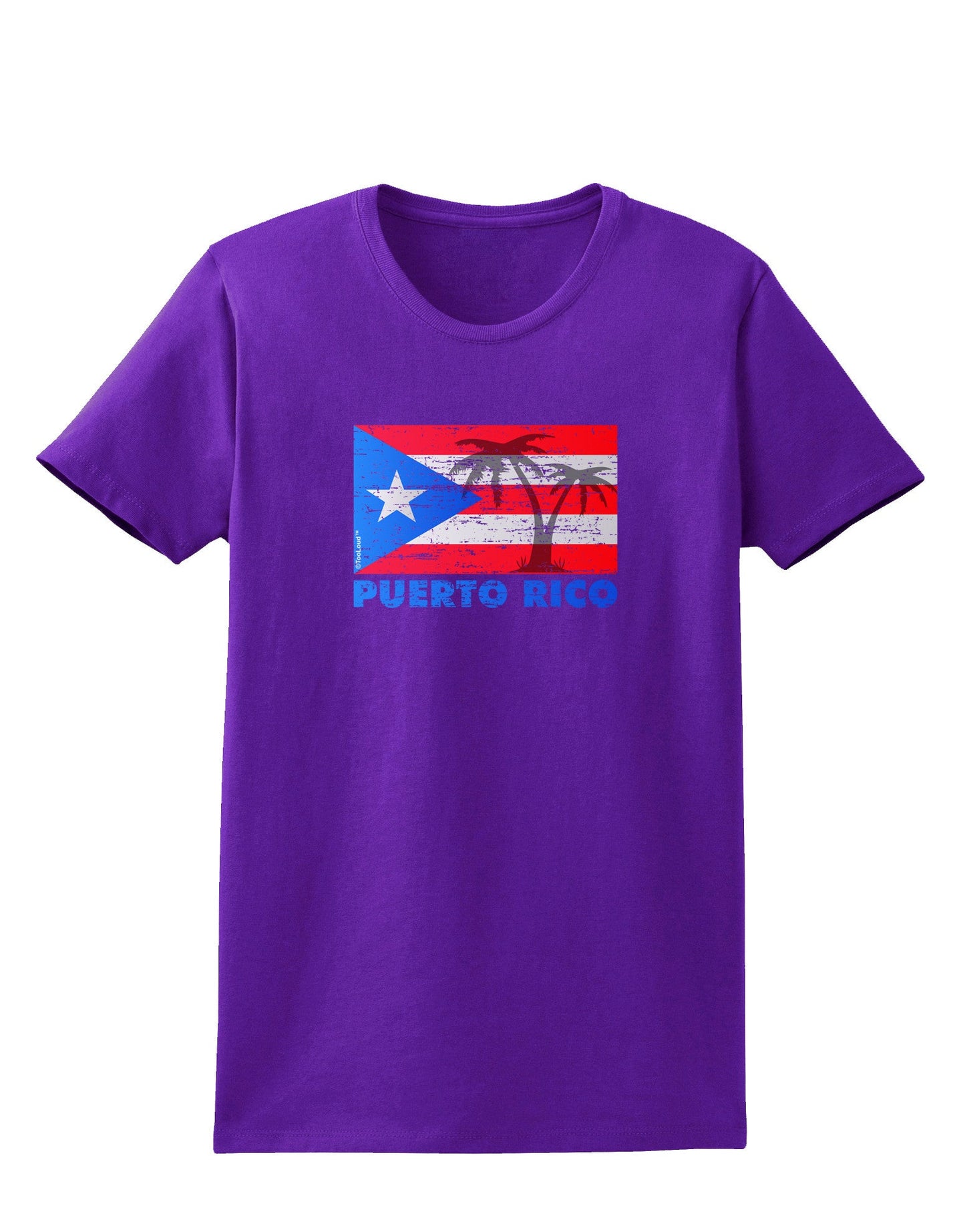 Distressed Puerto Rico Flag Womens Dark T-Shirt-TooLoud-Purple-X-Small-Davson Sales