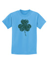 Distressed Traditional Irish Shamrock Childrens T-Shirt-Childrens T-Shirt-TooLoud-Aquatic-Blue-X-Small-Davson Sales