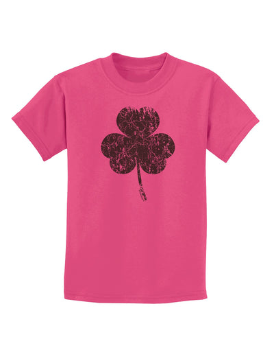 Distressed Traditional Irish Shamrock Childrens T-Shirt-Childrens T-Shirt-TooLoud-Sangria-X-Small-Davson Sales