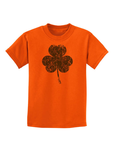 Distressed Traditional Irish Shamrock Childrens T-Shirt-Childrens T-Shirt-TooLoud-Orange-X-Small-Davson Sales